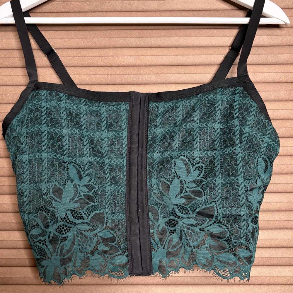 Aerie Dark Green Lace Crop Top